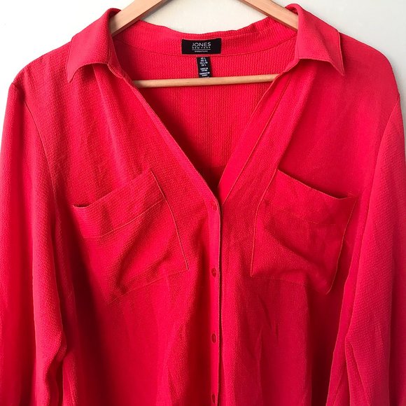 -JONES NEW YORK Pink Tie Up & Button Up Top - Picture 4 of 7